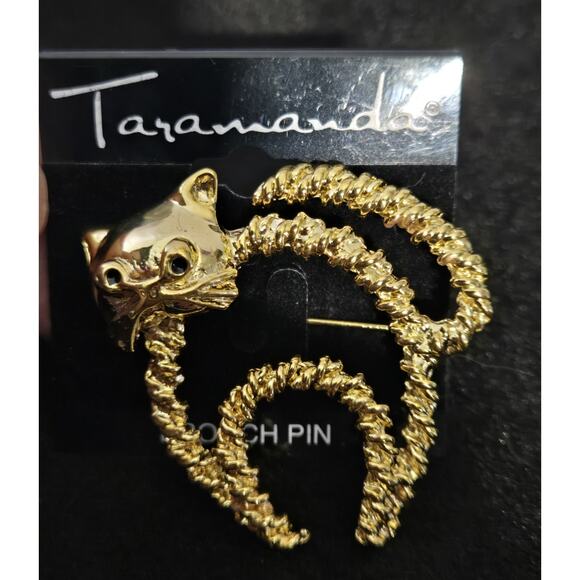 Vintage Taramanda Twisted Rope Arched Back Cat Gold Tone Pin Brooch - Picture 4 of 5